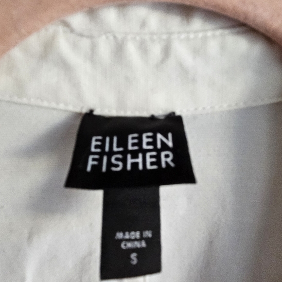 Eileen Fisher White Canvas Organic Cotton Jacket Womens Button Close Sz Small - Picture 5 of 8